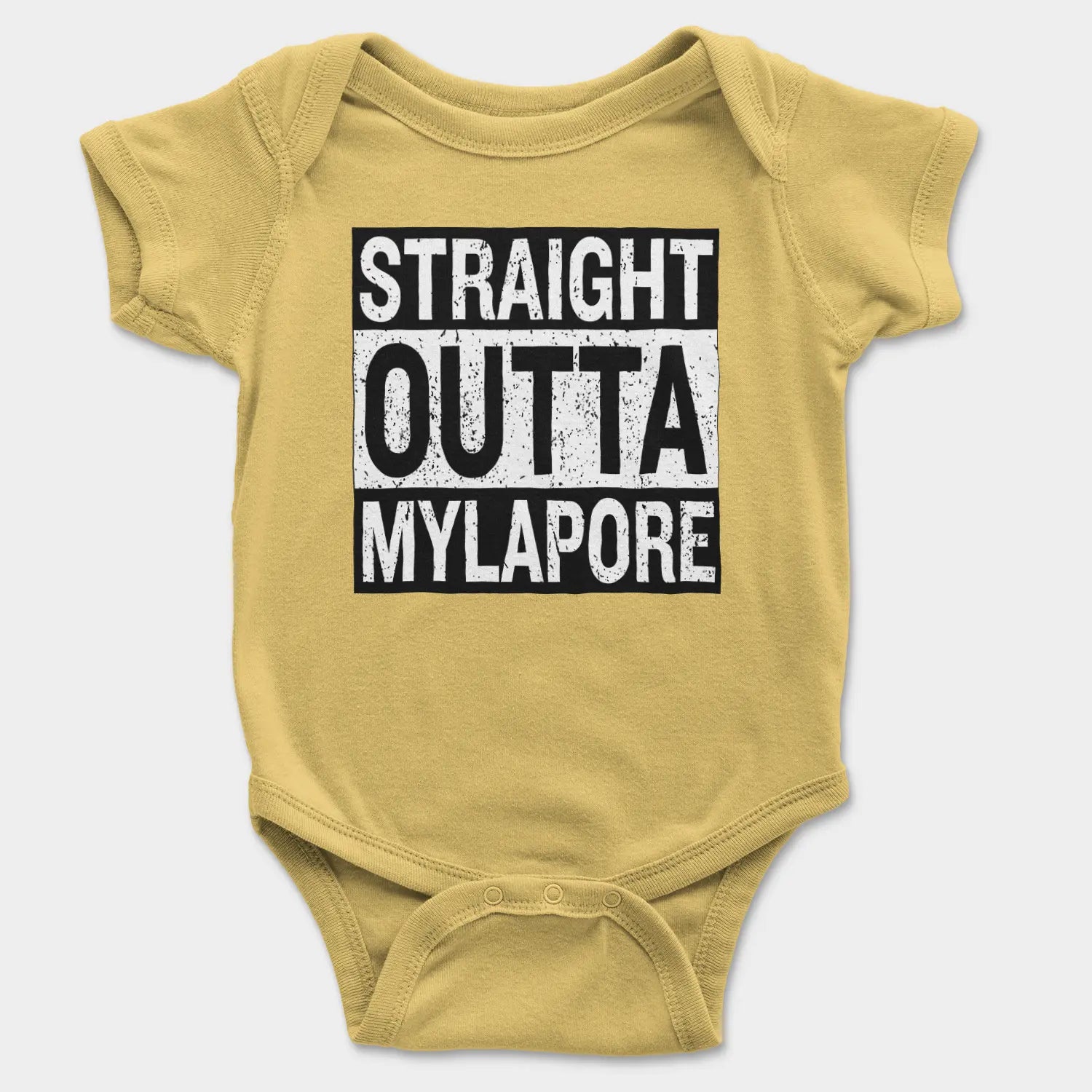 Straight Outta Mylapore Onesie/Romper in Yellow Color