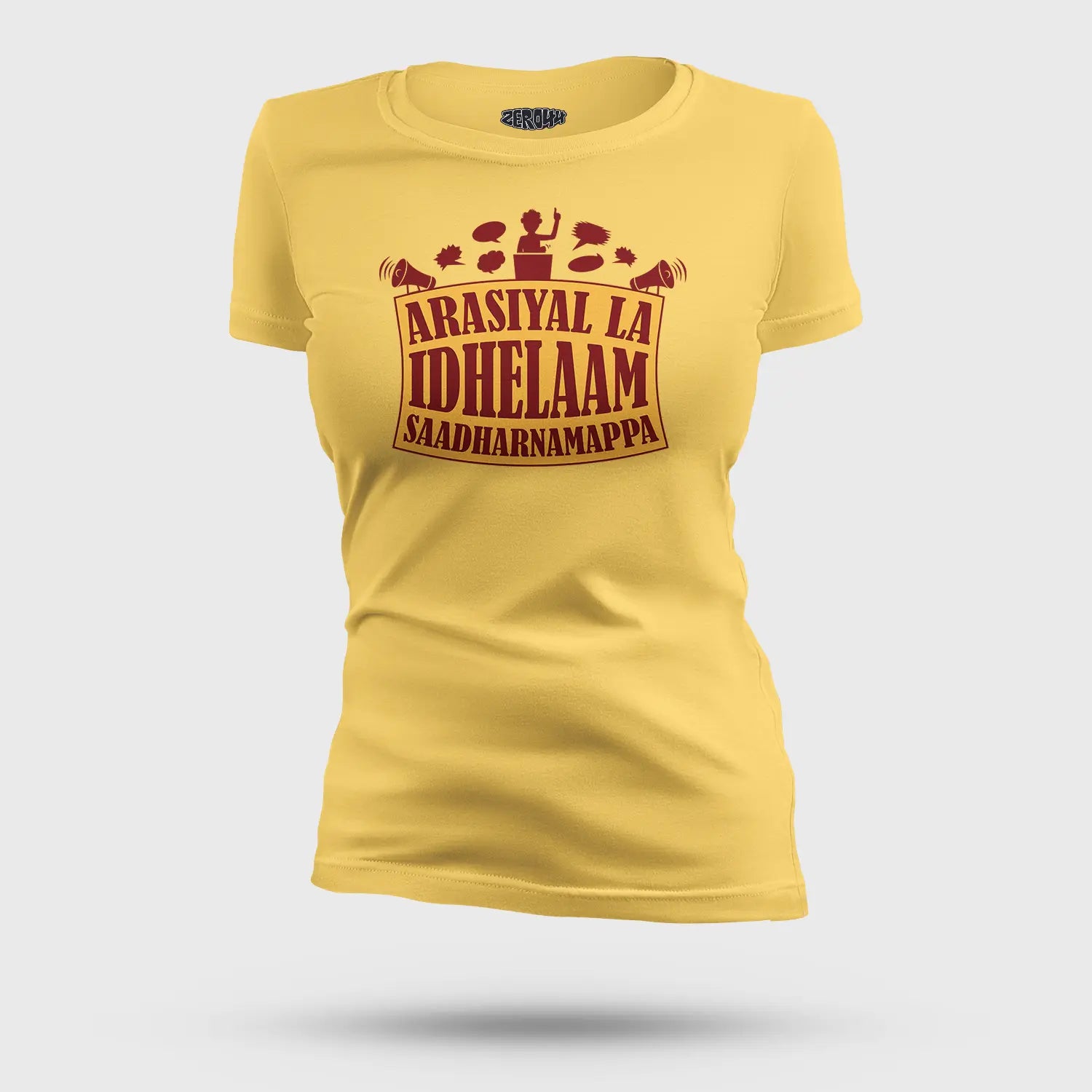 Arasiyal La Idhellam Saadharnamappa Women's T-Shirt in Yellow Color