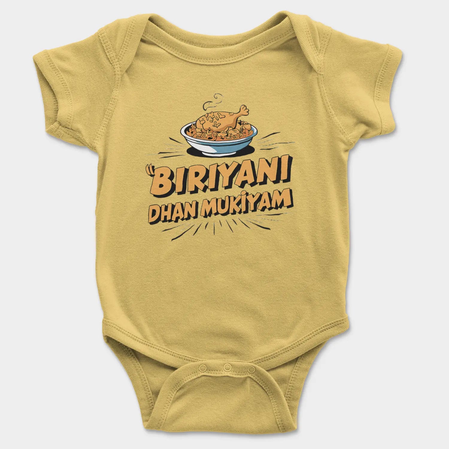 Biriyani Dhan Mukiyam Onesie/Romper in Yellow Color