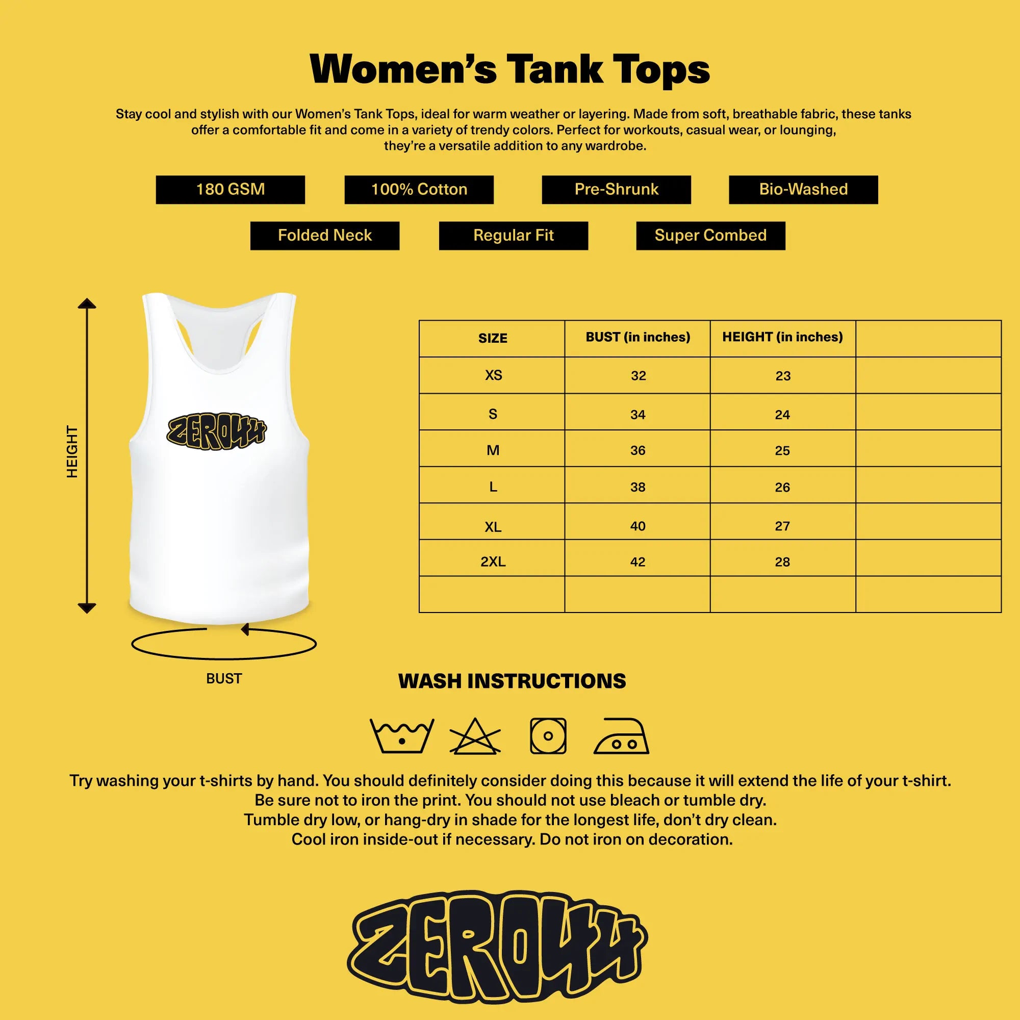 Women's Tank Top Sizing Chart
